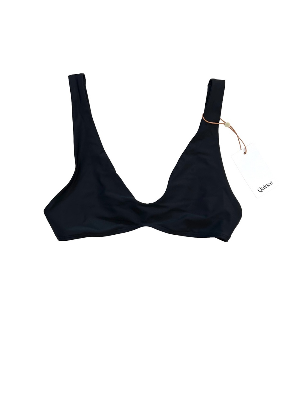 Quince Italian plunge bikini top M black A/B cups NWT